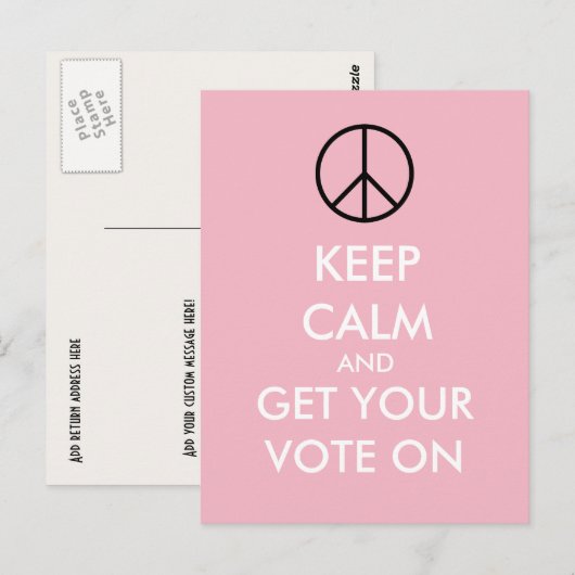 Aangepaste roze Briefkaarten kalm houden en stemme (Voorkant / Achterkant)