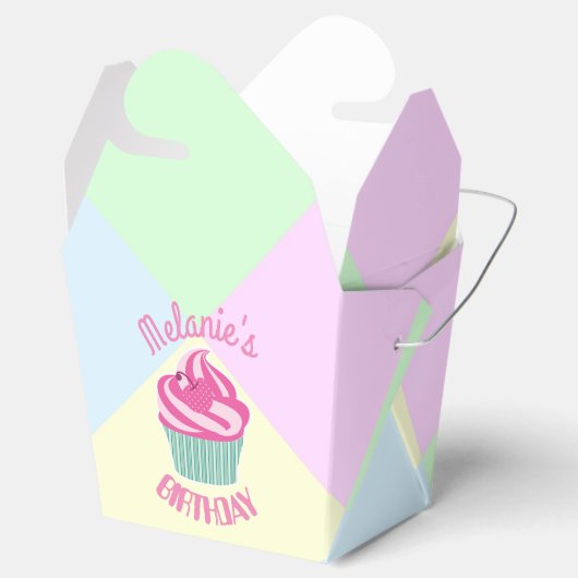 Aangepaste roze bruiddagcupcake bedankdoosjes (Geopend)