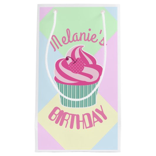 Aangepaste roze bruiddagkubuskoeken op maat klein cadeauzakje (Voorkant)