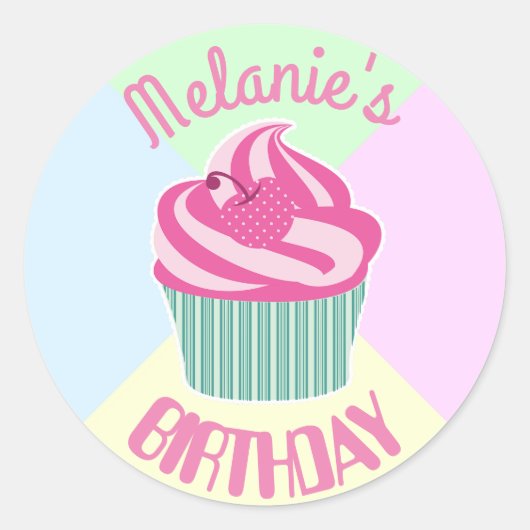 Aangepaste roze bruiddagkubuskoeken op maat ronde sticker (Voorkant)