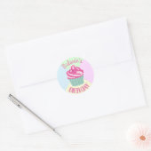 Aangepaste roze bruiddagkubuskoeken op maat ronde sticker (Envelop)