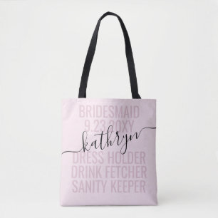 Aangepaste roze bruidsnaam tote bag