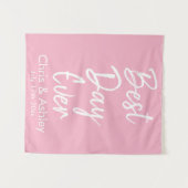Aangepaste roze bruiloft achtergrond Beste dag ooi Wandkleed (Voorkant (horizontaal))