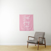 Aangepaste roze bruiloft achtergrond Beste dag ooi Wandkleed (In situ)