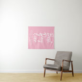 Aangepaste roze bruiloft achtergrond Beste dag ooi Wandkleed (In Situ (horizontaal))