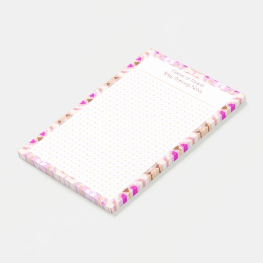 Aangepaste Roze Bruin Dot Grid Nieuwe Baby Planne Post-it® Notes (Schuin)