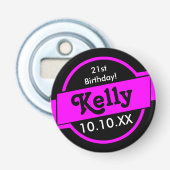 Aangepaste roze button flesopener (Voorkant)