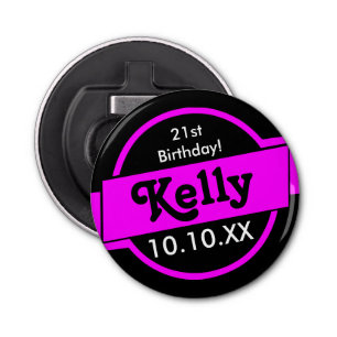 Aangepaste roze button flesopener