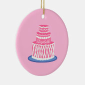 Aangepaste roze Cake Keramisch Ornament (Rechts)