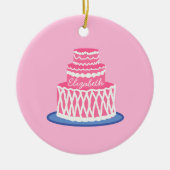 Aangepaste roze Cake Keramisch Ornament (Voorkant)