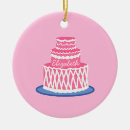 Aangepaste roze Cake Keramisch Ornament