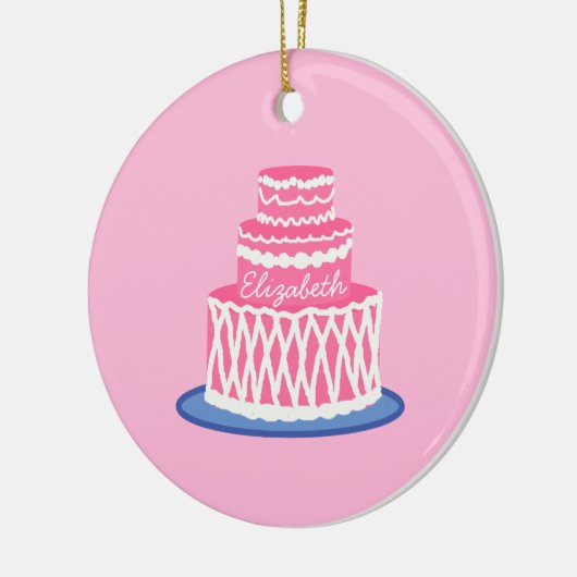 Aangepaste roze Cake Keramisch Ornament (Links)