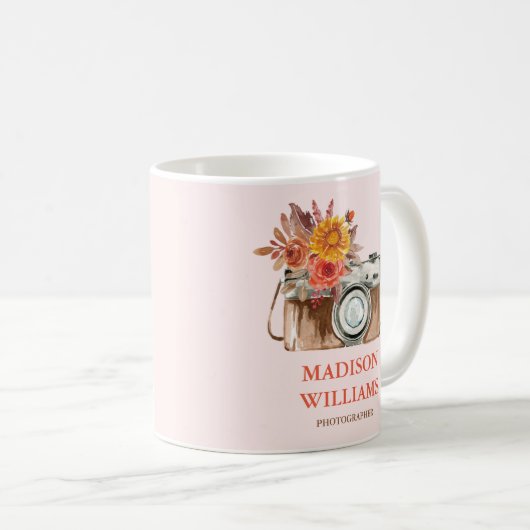 Aangepaste roze  camera fotograaf Gift Koffiemok (Voorkant rechts)