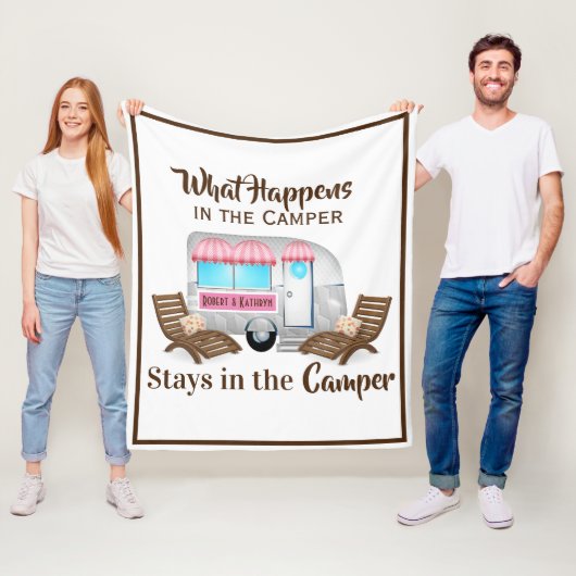 Aangepaste roze Camper Blanket Fleece Deken (In situ)