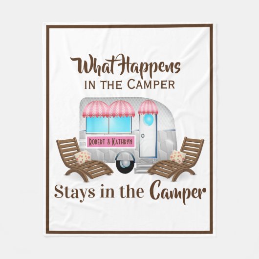 Aangepaste roze Camper Blanket Fleece Deken (Voorkant)