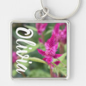 Aangepaste roze celosia bloemkool sleutelhanger (Voorkant)