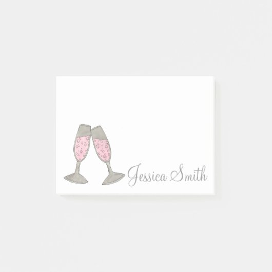 Aangepaste roze champagne Glass Wedding Post Post-it® Notes (Voorkant)