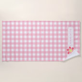 Aangepaste Roze Check Schattige Checkerboard Stran Strandlaken (Voorkant)
