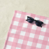 Aangepaste Roze Check Schattige Checkerboard Stran Strandlaken (In situ)