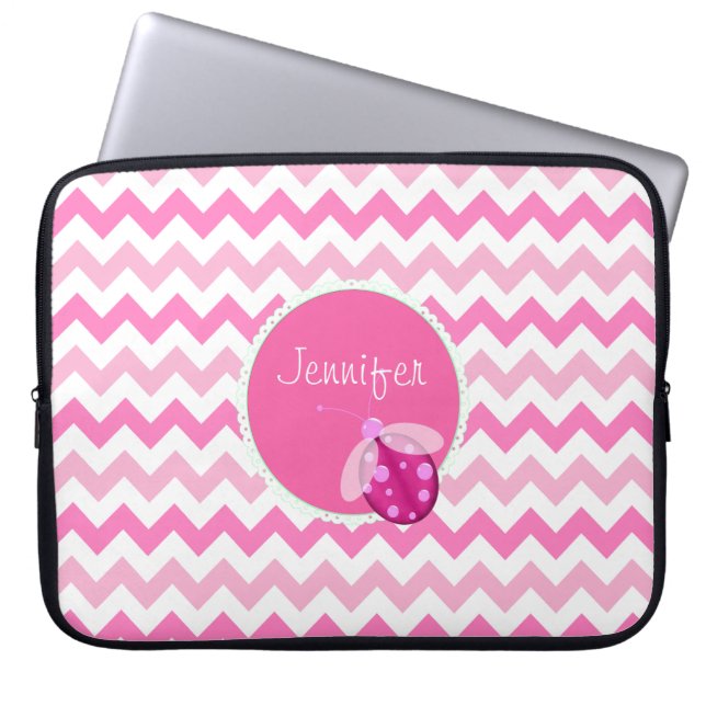 Aangepaste roze Chevron Laptop Hoesje Laptop Sleeve (Voorkant)