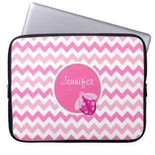 Aangepaste roze Chevron Laptop Hoesje Sleeve