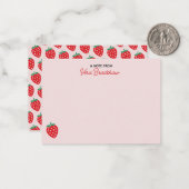 Aangepaste Roze Coquette Aardbei Harten  Notitiekaartje (Voorkant / Achterkant in situ)