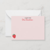 Aangepaste Roze Coquette Aardbei Harten  Notitiekaartje (Voorkant)