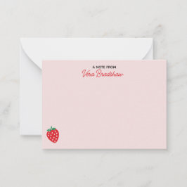 Aangepaste Roze Coquette met Aardbeien Hartjes Notitiekaartje