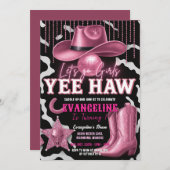 Aangepaste Roze Cowgirl Verjaardagsuitnodiging Kaart (Voorkant / Achterkant)