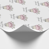 Aangepaste roze cupcake met Birthday-kaarstekening Cadeaupapier (Hoek)