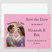 Aangepaste Roze Custom Photo Wedding Sla de datum Save The Date (Voorkant / Achterkant)