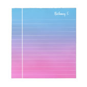 Aangepaste roze cyaan gradiënt gelijnd notitieblok (Voorkant)