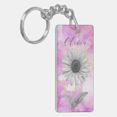 Aangepaste Roze Daisy Flower Sleutelhanger (Voorkant Links)