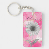 Aangepaste Roze Daisy Flower Sleutelhanger (Voorkant)
