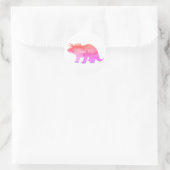 Aangepaste Roze Dinosaurus Triceratops Bedankt Ronde Sticker (Tas)