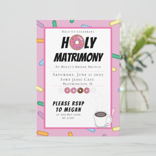 Aangepaste roze donut brunch uitnodiging (Staand voorkant)