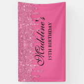 Aangepaste roze druppelaar Glitter Birthday Spandoek (Verticaal)