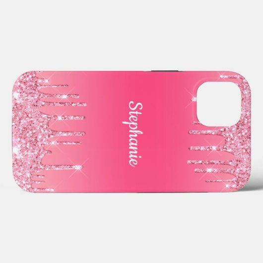 Aangepaste roze druppelaar Glitter Trendy Glam Cas Case-Mate iPhone Case (Achterkant (horizontaal))