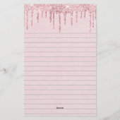 Aangepaste roze druppelaar Glitter Trendy led Briefpapier (Achterkant)