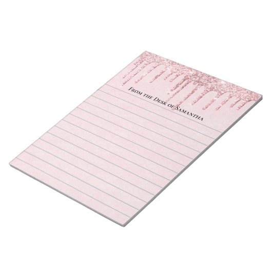 Aangepaste roze druppelaar Glitter Trendy led Notitieblok (Schuin)