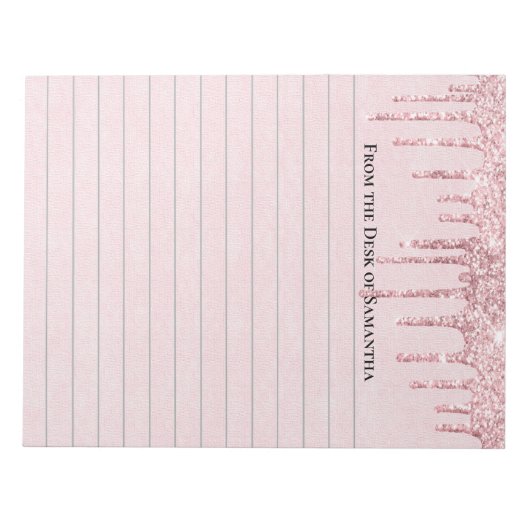 Aangepaste roze druppelaar Glitter Trendy led Notitieblok (Voorkant)