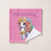Aangepaste  roze eenhoorn bad handdoek (Wasdoekje)