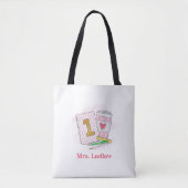 Aangepaste roze eerste klas leraar koffie tote bag (Voorkant)