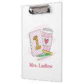 Aangepaste roze eerste klas leraar school klembord (Links)