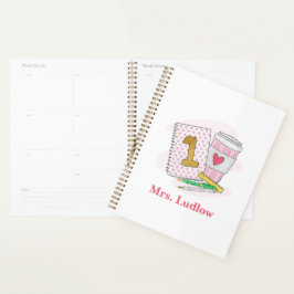 Aangepaste roze eerste klas leraar waardering planner