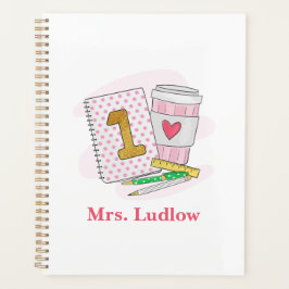 Aangepaste roze eerste klas leraar waardering planner