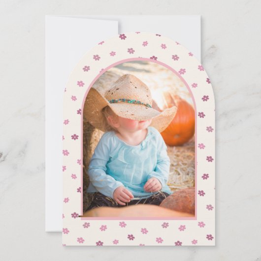 Aangepaste Roze Eerste Rodeo Roze Bogen Foto Verja Kaart (Achterkant)