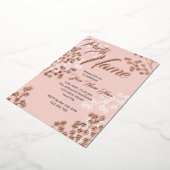 Aangepaste Roze Elegante Bloemige Bloeiende Feest Folie Uitnodiging (Gedraaid)