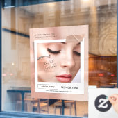 Aangepaste Roze Elegante Esthetische Wimper Extens Raamsticker (Cafe Raam)