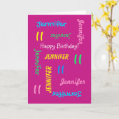 Aangepaste roze elke naam, 11e verjaardag roze kaart (Gele Bloem)